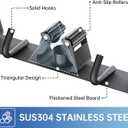 ZONGOOL Mop and Broom Holder Wall Mount, Broom Organizer Mop and Broom Storage Tool Racks Stainless Steel Wall Hanger for Home Kitchen Garden Laundry Garage (3 Racks with 4 Hooks, Black)