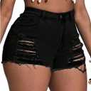 SOLY HUX Women's Plus Size Ripped Denim Shorts Casual Summer High Waisted Skinny Jean Shorts Pure Black XX-Large Plus