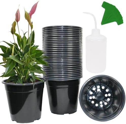 Niiiice 32-Pack 1.5 Gallon Nursery Pots, Thickened Soft Seed Starting Container for Indoor Outdoor Plants,Seedlings, Vegetables, Succulents and Cuttings (Black)