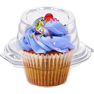 HIMETSUYA Cupcake Boxes Individual Cupcake Containers, 50 Packs Regular Single Cupcake Holder High Topping for Muffins, Thicker Stackable Plastic Cupcake Carrier for Party (50 pack)