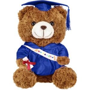 Hollowfly Graduation Bears 2026 Plush Stuffed Animal Bear with Gown Cap Tassel Set Cute Brown Graduate Gifts Stuffed Animal Doll Plush Toy for Party Supplies (11.8 Inch,Royal Blue)