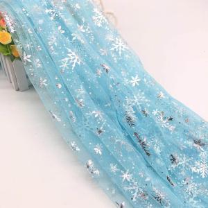 ECYC Ltd 59" by 1.1 Yard Glitter Tulle Fabric Sparkling Snowflake Fabric Tulle Netting Fabric Tulle Sheer Organza Sewing Fabric for Crafts Bow Tutu Skirt Making Gift Wrapping Wedding Party Decor (Sky Blue With Silver)