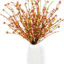 Fall Stems for Vases 6 Pack, 16.5" Artificial Berry Stems for Autumn Farmhouse with Orange Berry Picks and Faux Flower, Autumn Thanksgivings Harvest Decoration