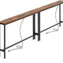 SUPERJARE 78.8 inch Narrow Console Table with Outlet, Sofa Tables, Behind Couch Table, Long Entryway Tables with Charging Station, for Living Room, Rustic Brown