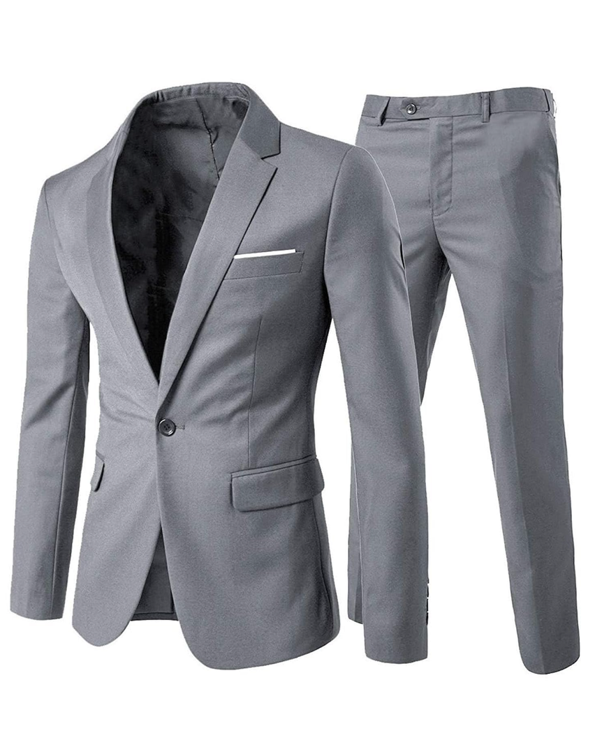 Cloudstyle Men's 2-Piece Suits Slim Fit 1 Button Dress Suit Jacket Blazer & Pants Set, S