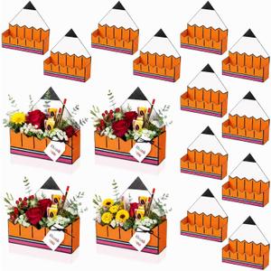 3 x Gueevin 12 Pcs Large Back to School Basket Pencil Shaped Flowers Basket, 14.7 x 3 x 12 inch