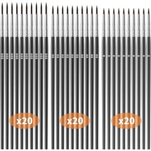 Tiny Detail Paint Brushes 60 Pcs Fine Paint Brushes Set with 3 Size #0#00#000 Liner Brush for Miniature 40k Model Crafts Watercolor Acrylics Oil