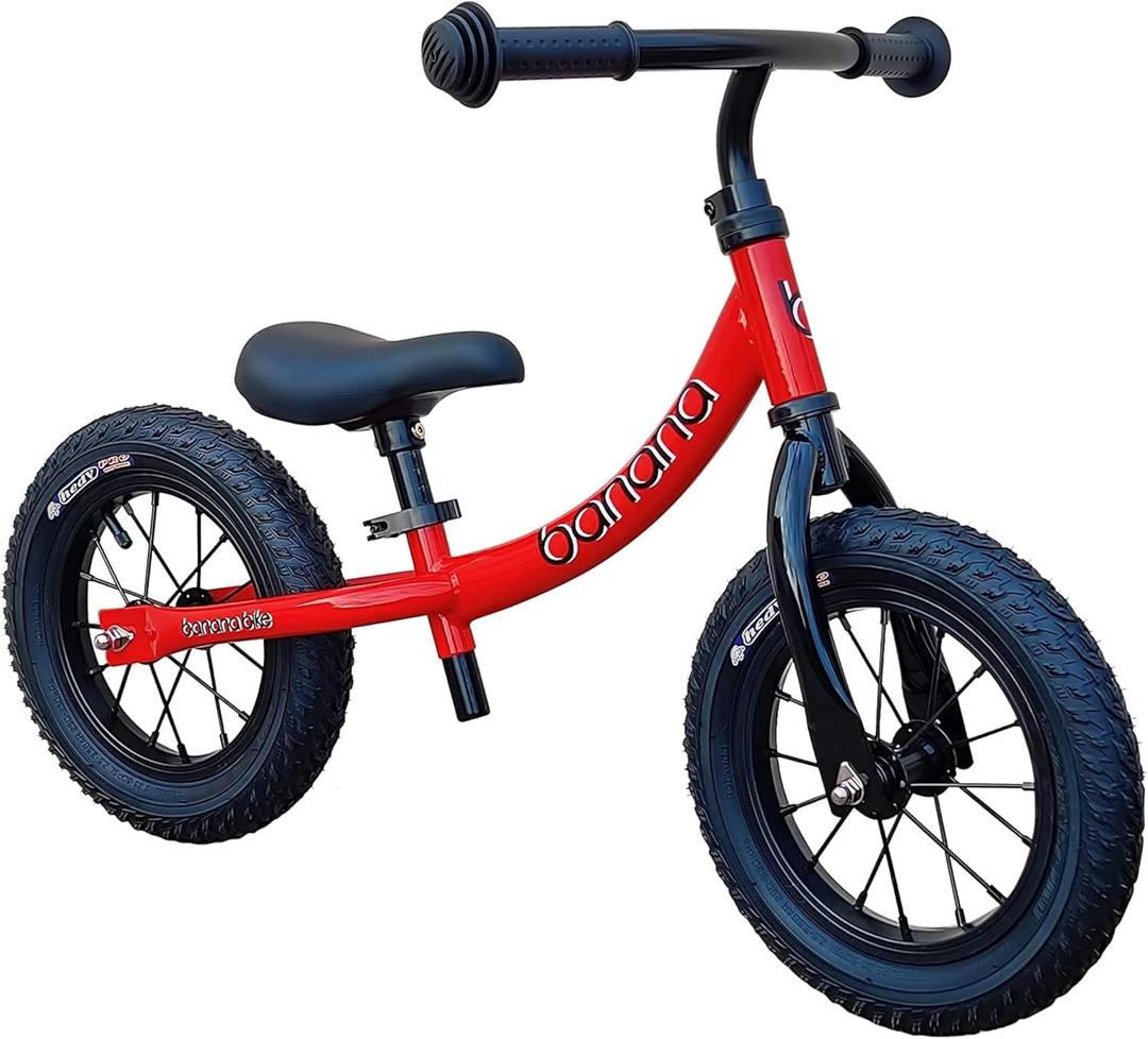 Banana bike GT Balance Bike - Lightweight No Pedal Push Bikes for Toddlers Ages 2-4 - Adjustable Handlebar and Seat, Aluminum Frame, Air Tires - Ideal Training Bicycle for Kids - Red, 33x18x24 Inches