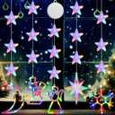 Flutesan 5 Pcs Winter Window Lights Decorations, Battery Powered Winter Window Hanging Lighted Snowman Star Angel Snowflake Moon Shaped LED Sucker for Tree Windows Fireplace Indoor Decor