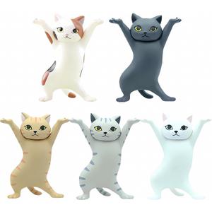 4 x Cute Toys Cat Figurines Funny Gift for Kids Kawaii Cat Toys Work on Balance Ideal for Birthday, Christmas Stocking Stuffers Animal Figures for Party Play, Collectibles, Room Dcor (5 Pcs)