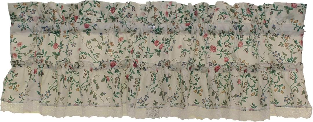 Country Floral Filler Valance (52"W x 12"L (Pack of 1), White)