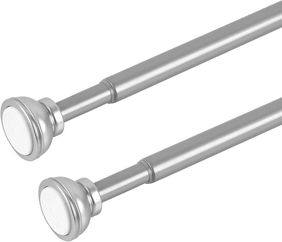 Spring Tension Curtain Rod Adjustable 22 to 36 Inch, 2 Pack, Nickel