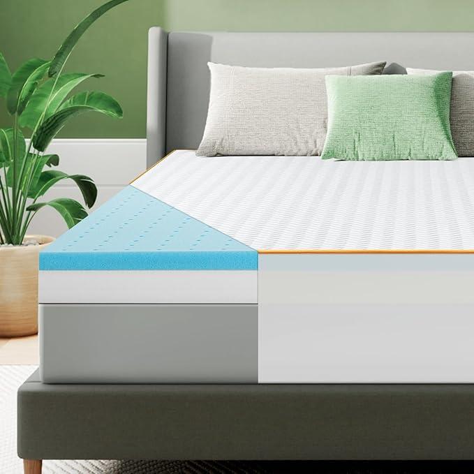 Firm Queen Size Mattress Topper, 3 Inch High Density Support Memory Foam with Washable Deep Protector, Bed Topper with Ventilated Design, Enhanced Support for Back Pain&Pressure Relief, CertiPUR-US