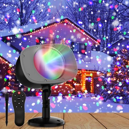 SOMKTN Christmas Snowfall Projector Lights - Outdoor Dynamic Snow Falling Lighting Effects for Xmas, Landscape, House, Garden, Yard, Club, Pub Decorations