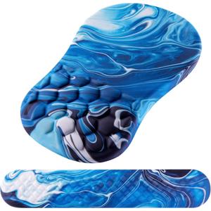 Mouse Pad Wrist Support, Laokiiy 2 in1 Keyboard Wrist Rest+ Ergonomic Mouse Pad, Non-Slip Wrist Rest for Computer Keyboard, Made Easy Typing & Relieve Wrist Pain Ocean Blue
