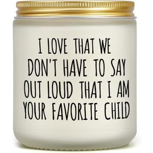 Mothers Day Gifts for Mom, Fathers Day Gift for Dad, Mom Birthday Present from Daughter or Son, Funny Christmas Presents for Grandpa Grandma Nana, Favorite Child Candles