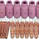 RIVERWELD 33pcs TIG Collet Body 10N28 10N30 10N31 10N32 406488 Collets Alumina nozzles 10N46 10N47 10N48 10N49 10N49 10N50 Back caps Assorted Size Fit QQ300 PTA DB SR WP 17 18 26 TIG Welding Torch