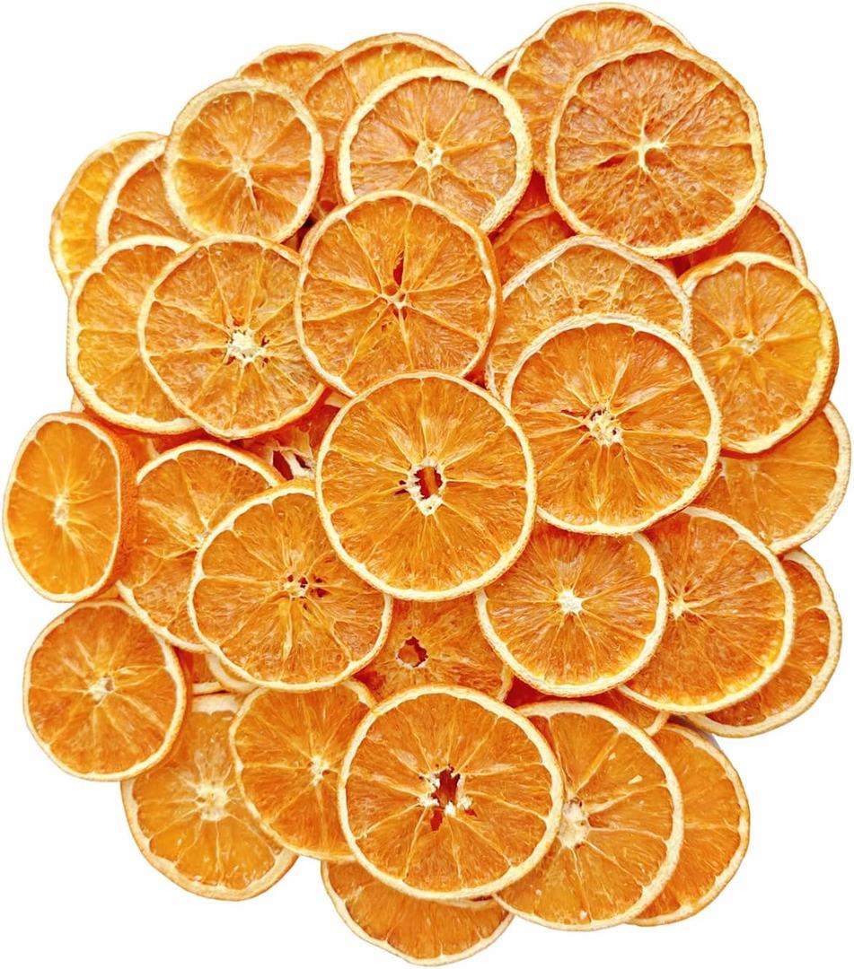 50Pcs Dried Orange Slices for Crafts, 4-5cm Natural Dehydrated Orange Slice Ornaments for Potpourri Simmering, Wreath Making Supplies Christmas Bowl Filler Decoration
