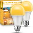 Sleep Light Bulb, Amber Light Bulbs for Sleep Therapy, Blue Light Blocking, 1900K Dim Light Bulbs 60W Equivalent, Mood Soothing Light, E26 A19 Warm Light Bulbs for Bedroom, Nursery, 2 Pack