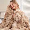 GONAAP Fuzzy Faux Fur Throw Blanket Tie-dye Beige Super Soft Cozy Plush Fuzzy Shaggy Blanket for Couch Sofa Bed (Tie-dye Beige, Throw(50"x60"))