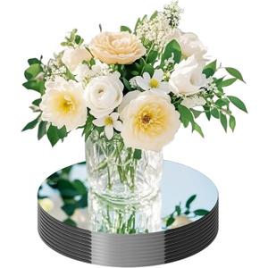 20 Pack Round Mirror Centerpieces for Tables, No Glass AcrylicCircle Mirror Table Centerpieces Mirror Tray Candle Plates for Wedding Table DecorationChristmas Home Decor (10inch)