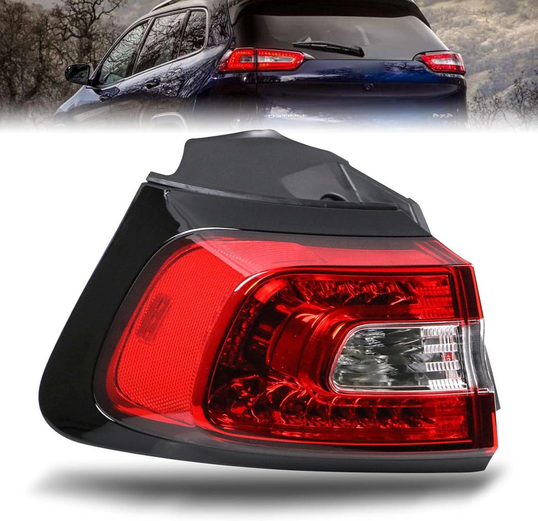 Tail Light Assembly Outer Compatible with Jeep Cherokee 2014-2018 Rear Taillight Brake Lamp Left Driver Side Replace 68102907AF CH2804107 Halogen Model