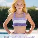 Mioglrie Girls Bathing Suit Kids Swimsuits Teen Tankini Girls' Swimwear Beach Ruffle Tween Bikini Sets Size 7-14 (7-8 Years, Purple)