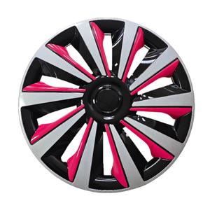 XIMINZ- 16 Inch Hubcaps Set of 4, Wheel Rim Covers, Car Hub Rim Caps ABS Exterior Accessories, Black Pink
