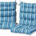 Geelin 4 Pcs Outdoor Patio Chair Cushion Thick High Back Adirondack Chair Cushion Tufted Weather & Fade Resistant Anti-Slip Outside Rocking Chairs Pads with Ties, 44 x 19 x 4 Inch (Blue Stripes)