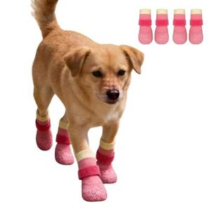 Dog Boots,Dog Paw Protectors Socks for Hot Pavement, Anti Slip Dog Shoes for Hardwood Floors (Pink) 