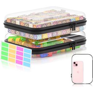 2Pcs Clear Hard Shell Zipper Case, Clear Zipper Pouches Makeup Case & Diaper Bag Organizer Lidded Storage Bins for Cosmetics, Toys, Puzzles, Craft - Travel & Home - 8.7 x 6.3 x 2.4 Inch