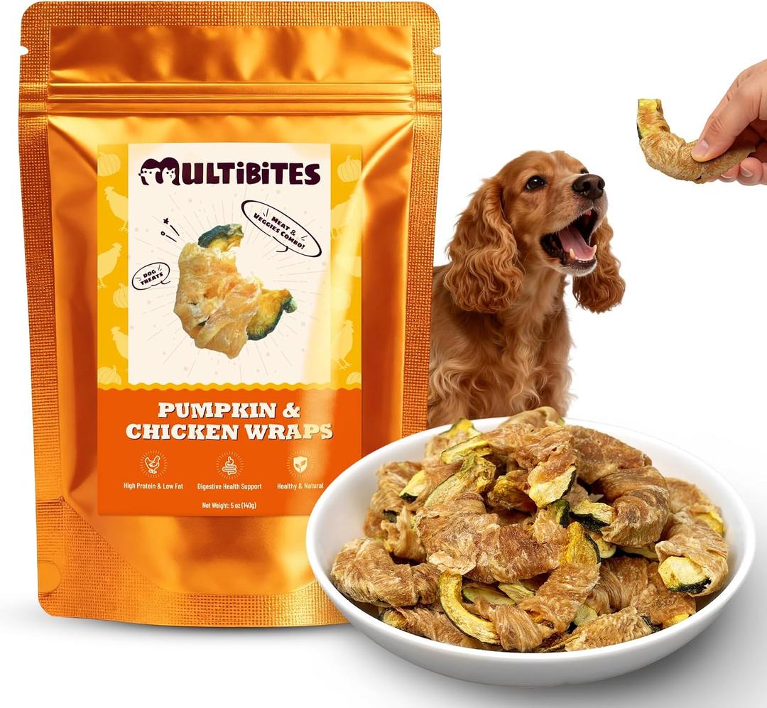 2 x 6 oz Pumpkin & Chicken Wraps – Gluten-Free, High-Protein & Low Fat, Healthy Dog Treats Dog Training Treats for Digestive Support, Dog Consitipation Relief & Contains Vitamins for Dogs