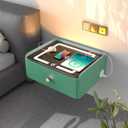 HOMEMORE Floating Nightstand with Charging Station Bedside Table LED Smart Bedside Table Wall Mounted Nightstand green