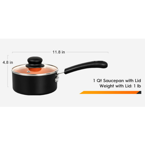 MICHELANGELO Nonstick Sauce Pan With Lid, 1QT Ceramic Saucepan, Copper Saucepans,PFAS-FREE Pot Set,Small Pots For Cooking,Multipurpose Cooking Pots Set For Home Kitchen,Dishwasher Safe