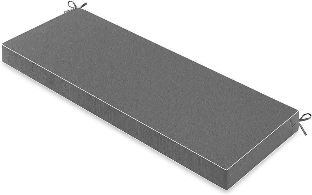 MIULEE Dark Grey Outdoor Bench Cushion 48x18x3 Inch Waterproof 3-Year Color Fastness Patio Furniture Cushions for Porch Swing, Garden Bench Sofa Couch with Adjustable Ties No Slip Design