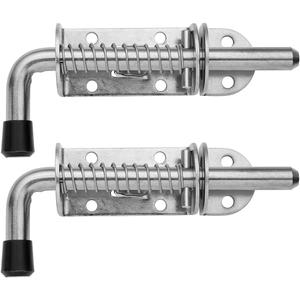 JQK Spring Loaded Latch Pin, 304 Stainless Steel Barrel Bolt Thickened 2mm Door Lock, 5 Inch Brushed Finished(2 Pack), HSB300-P2