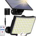 Solar Lights Outdoor, 106 LED 3000LM Solar Powered Motion Sensor Flood Lights with Remote, Dusk to Dawn Led Solar Security Wall Lights with 16.5Ft Cable IP65 Waterproof for Outside, Garage, 1 Pack