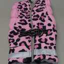 Dog Coat for Small Dogs, Waterproof Dog Winter Jacket with Harness Built in Puppy Cold Weather Coats Reflective Pet Vest with Zipper Warm Fleece Dogs Snowsuit Windproof Pink Leopard S