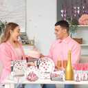 Pink Valentines Day Decorations Galentines Day Plates and Napkins Sets Heart Love Disposable Tableware for Birthday Baby Shower Engagements Weddings Anniversary Party Serves 24