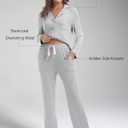 Women's Pajama Sets Long Sleeve Button Down Soft Knit Sleepwear Pjs 2 Piece Lounge Set (L)