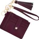 KNGITRYI Small Wristlet Wallets for Women RFID Credit Card Holder Wallet Keychain Wristlet Wallet Credit Card Wallets for Women (Wine Red)