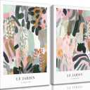 2Pcs Henri Matisse Canvas Wall art Modern Abstract Pink Green Floral Plants Painting Pictures Wall Decor Maximalist Colourful Flower Poster Print Artwork for Living room Bedroom Girls Room (16x24in-canvas)