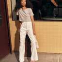 Modatope Womens Kitten Heel Strappy Thong Sandals Square Open Toe Flip Flop Heels (6.5)