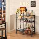 VINAEMO Rolling Bar Cart with Wine Glass Holder, Bar Carts for The Home, Bar Stand for Home, Small Mini Bar for Whiskey Wine, Liquor Cart for Home Bar, Alcohol Cabinet for Bar, Kitchen, Dining Room, Large