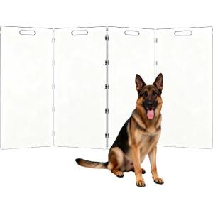 Acrylic Tall Dog Gate, Freestanding Pet Gate Barrier (4 Panel-31.5" H)
for Doorways, Indoor, Stairs, Foldable Fence Dog Playpen No Drilling