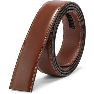 JASGOOD Ratchet Belt Replacement Strap 1 1/8", Leather Belt Strap for 35MM Slide Click Buckle (Suit Pant Size 28"-44")