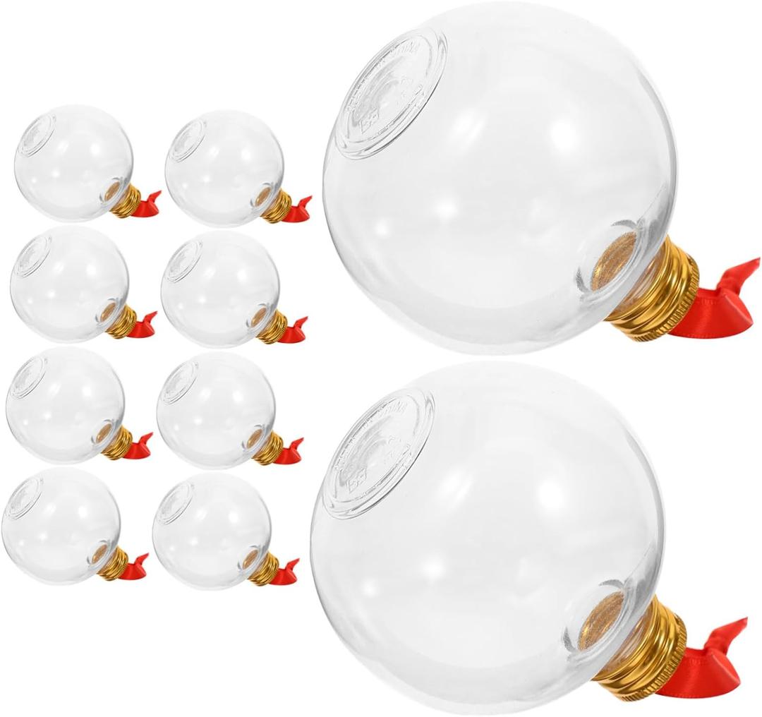 STOBAZA 10 Pack Round Bulb Shape Plastic Bottles Lids Juice Storage Milk Bottle Leakproof Design (7.20X6.00X6.00CM, Golden)