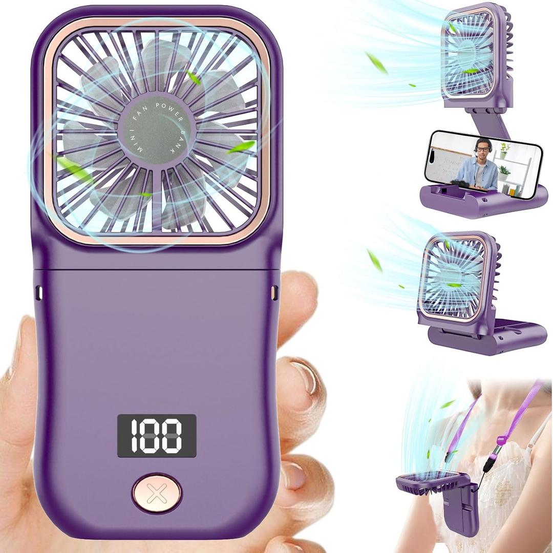 Portable Fan Rechargeable,Personal Fan Handheld Fan,180Foldable Cooling Fan Mini Desk Fans Small Quiet Table Fan,Battery Operated Fan USB Small Fans as Lash Fan/Eyelash Fan for Womens Girls (Purple)