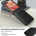 Foluu for Motorola Razr 2024/2025 Case, Leather + Hard PC Shell Ultra Thin Slim Durable Protective Phone Case Cover (Black)