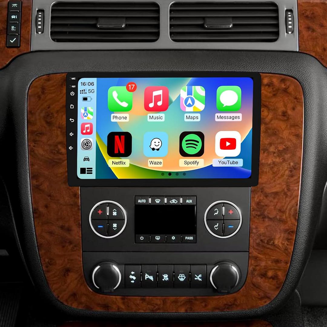 4G+64GB Android 13 Car Radio Stereo for Chevy Silverado 2007-2013 Tahoe Yukon GMC Sierra, 9" Touch Screen Head Unit with Android 13/CarPlay/Android Auto/GPS/Bluetooth/FM/DSP Radio/AHD Backup Camera